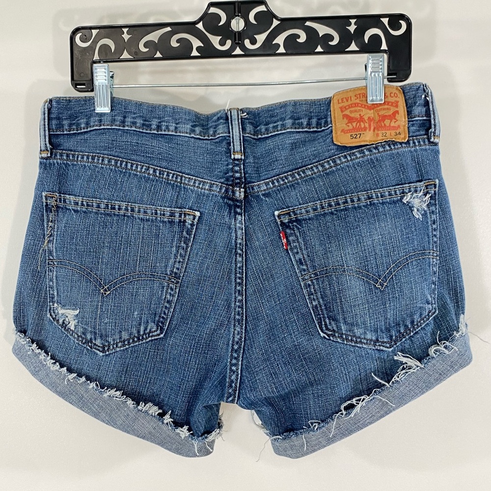 Levi's 527 Cut Off Jean Shorts Distressed Wash 32 100%Cotton Medium High Rise